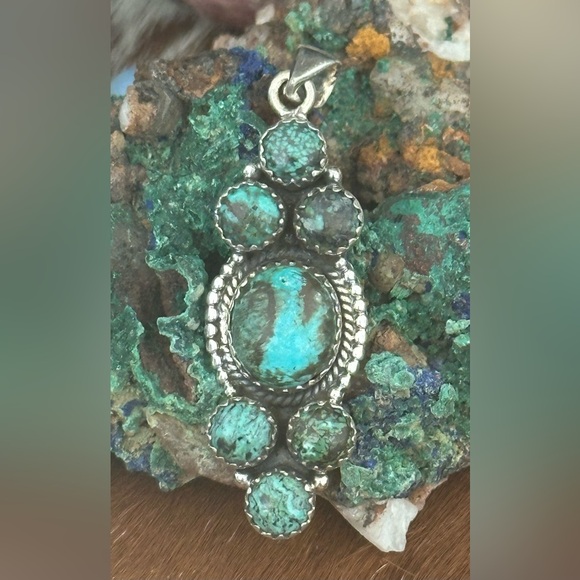 Turquoise sterling silver pendant - Picture 1 of 4